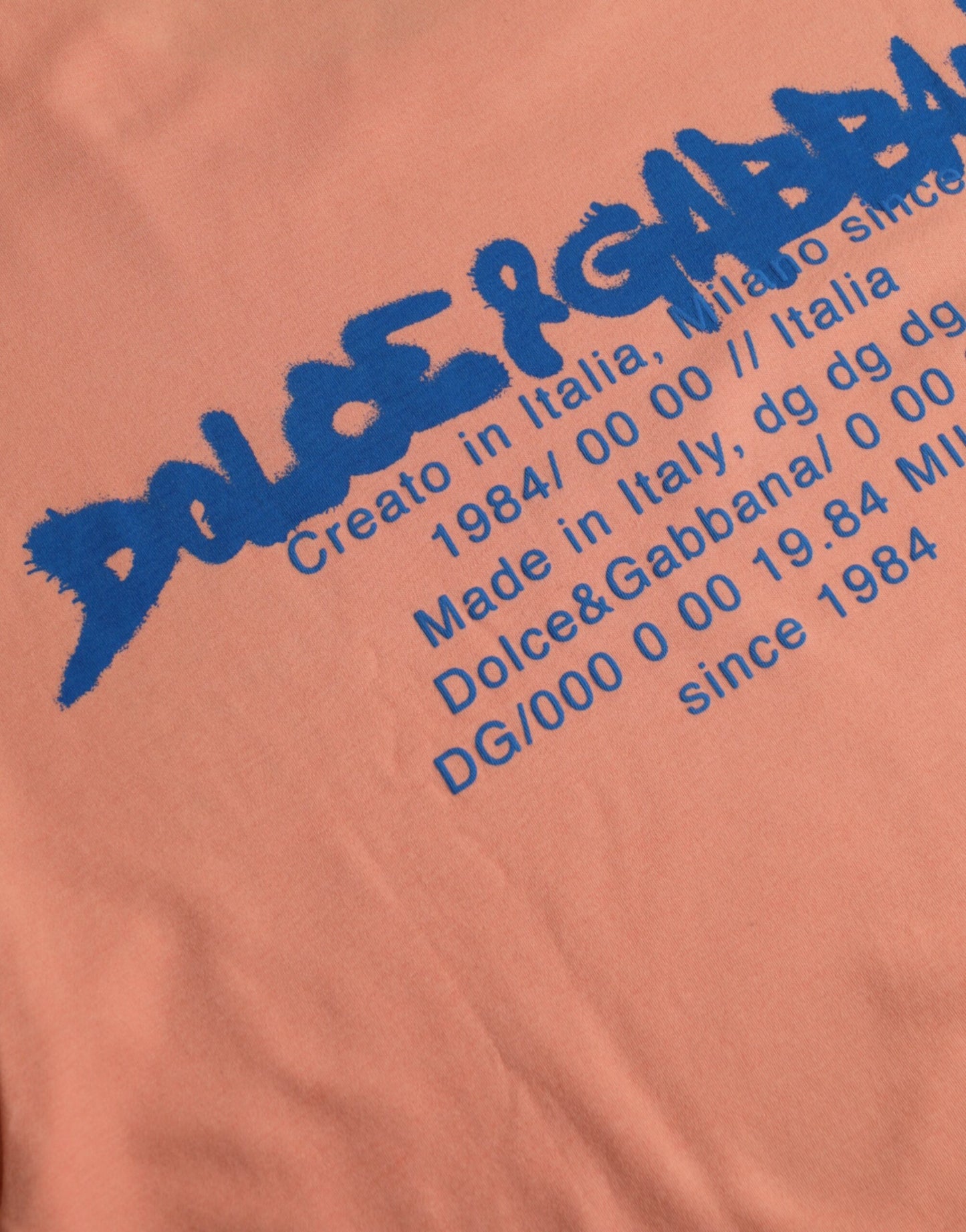 Coral Cotton Logo Print Short Sleeve T-shirt-Dolce & Gabbana-LabelTerrace.com