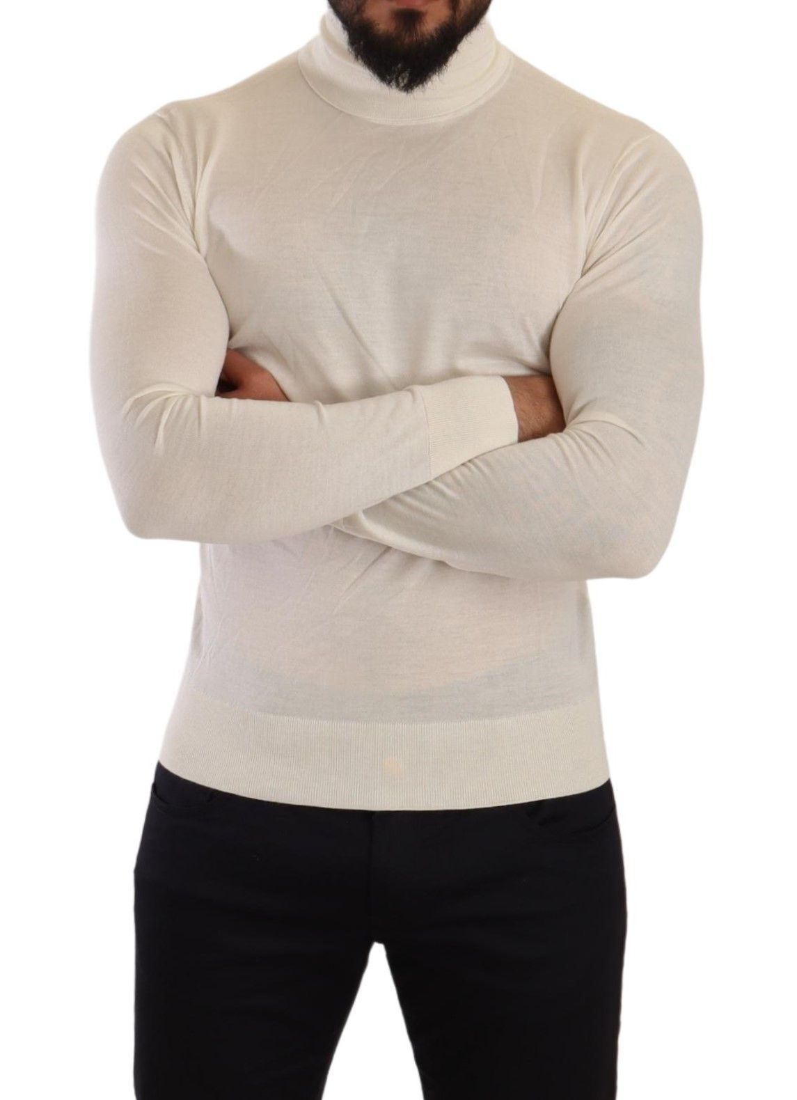 Cream Cashmere Turtleneck Pullover Sweater-Dolce & Gabbana-LabelTerrace.com