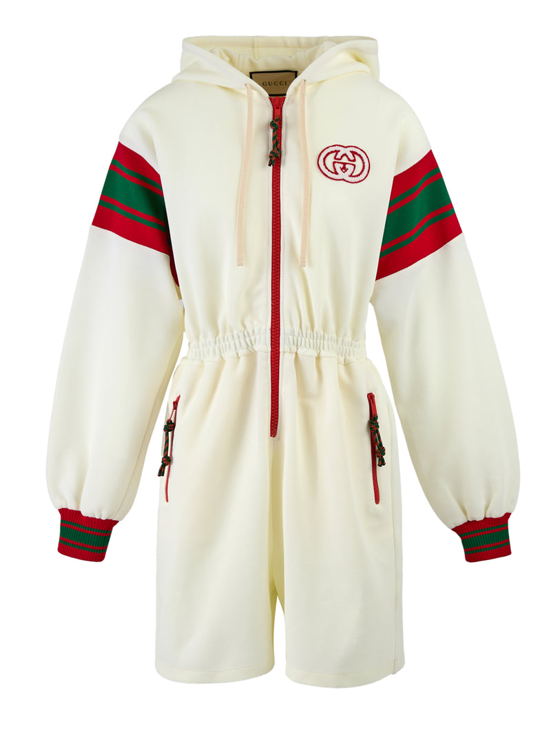 Cream Polyester Hooded Logo Sweatsuit-Gucci-LabelTerrace.com