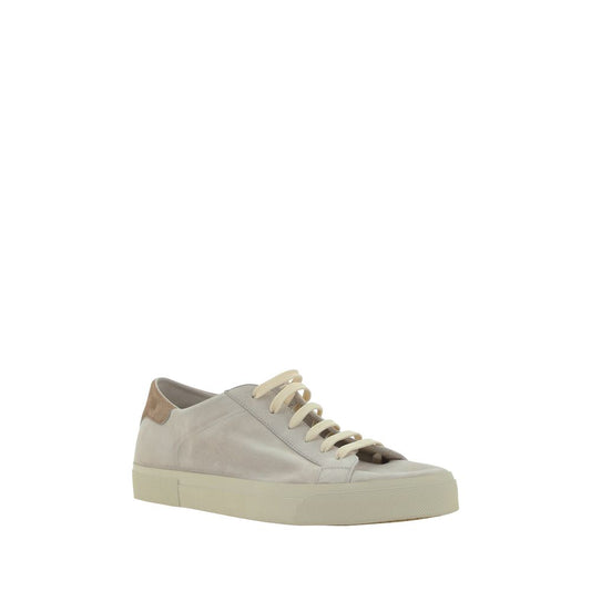 Cream White Leather Sneakers-Brunello Cucinelli-LabelTerrace.com