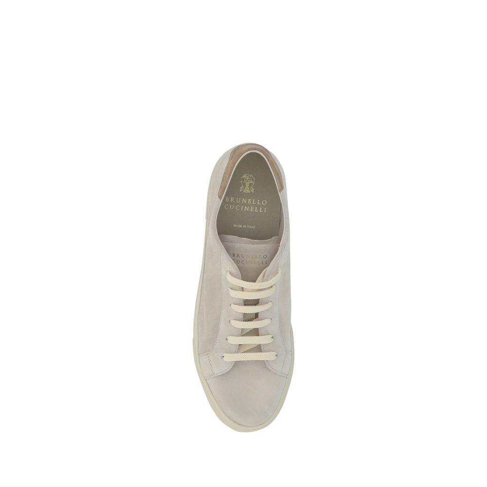 Cream White Leather Sneakers-Brunello Cucinelli-LabelTerrace.com