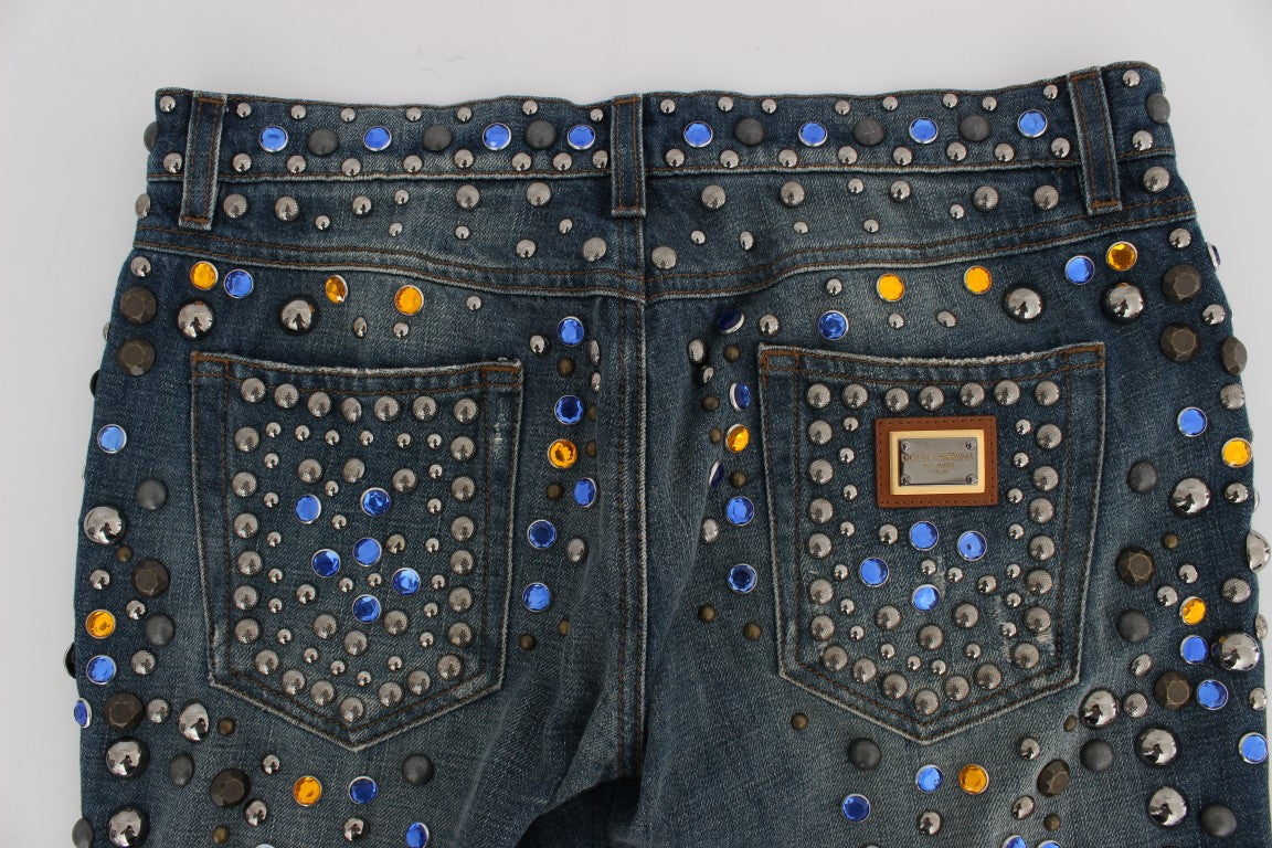 Crystal Embellished GIRLY Slim Fit Jeans-Dolce & Gabbana-LabelTerrace.com