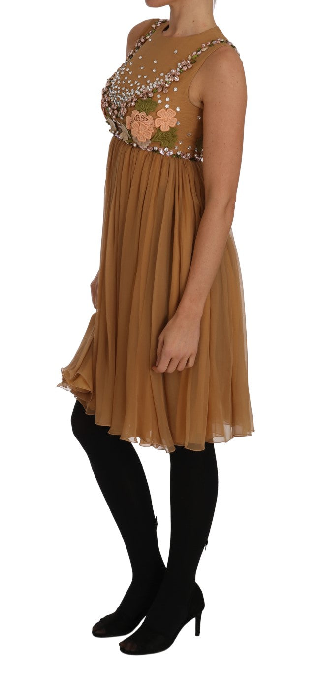 Crystal Silk Gold A-Line Gown Dress-Dolce & Gabbana-LabelTerrace.com