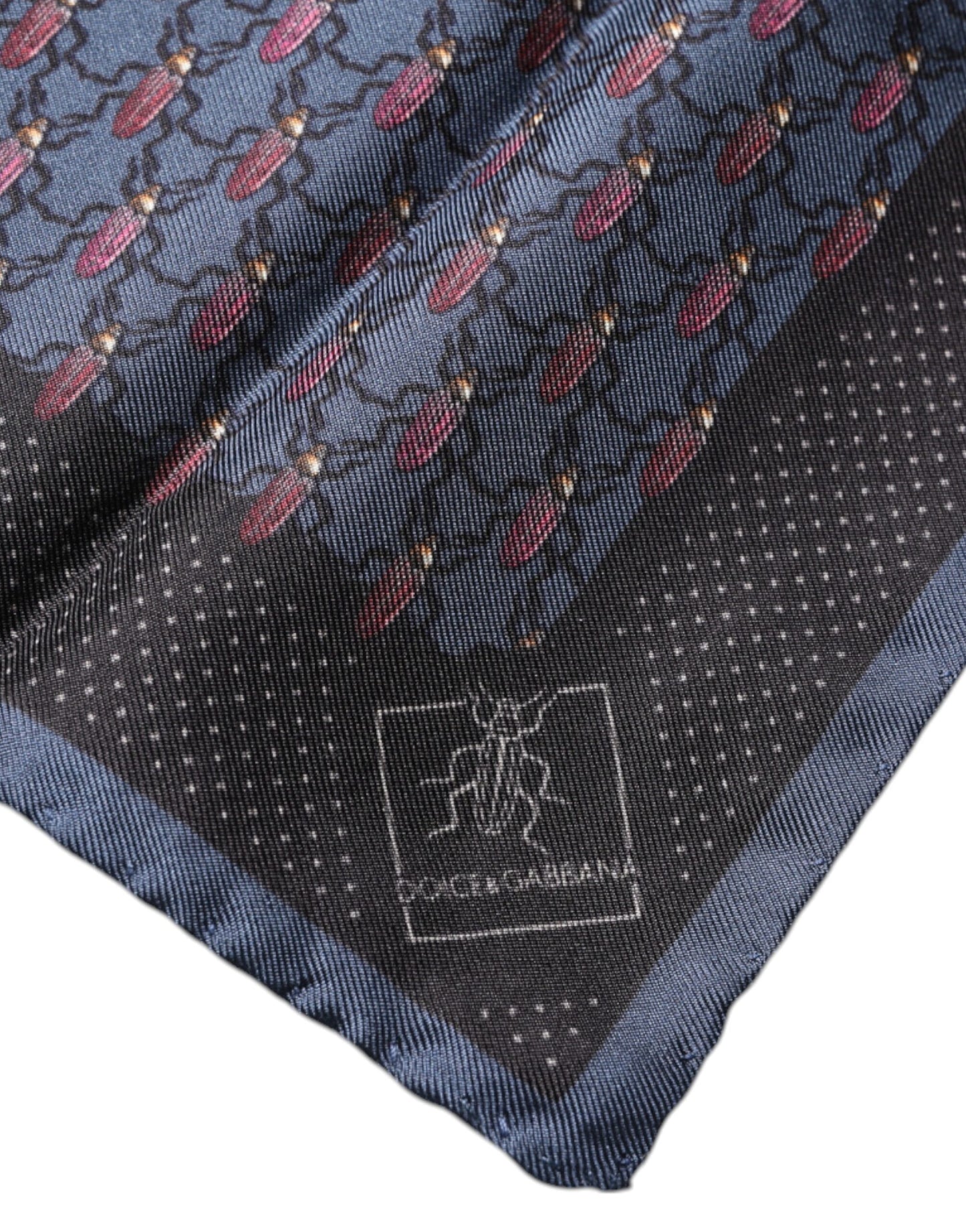 Dark Blue Beetle Square Handkerchief Scarf-Dolce & Gabbana-LabelTerrace.com