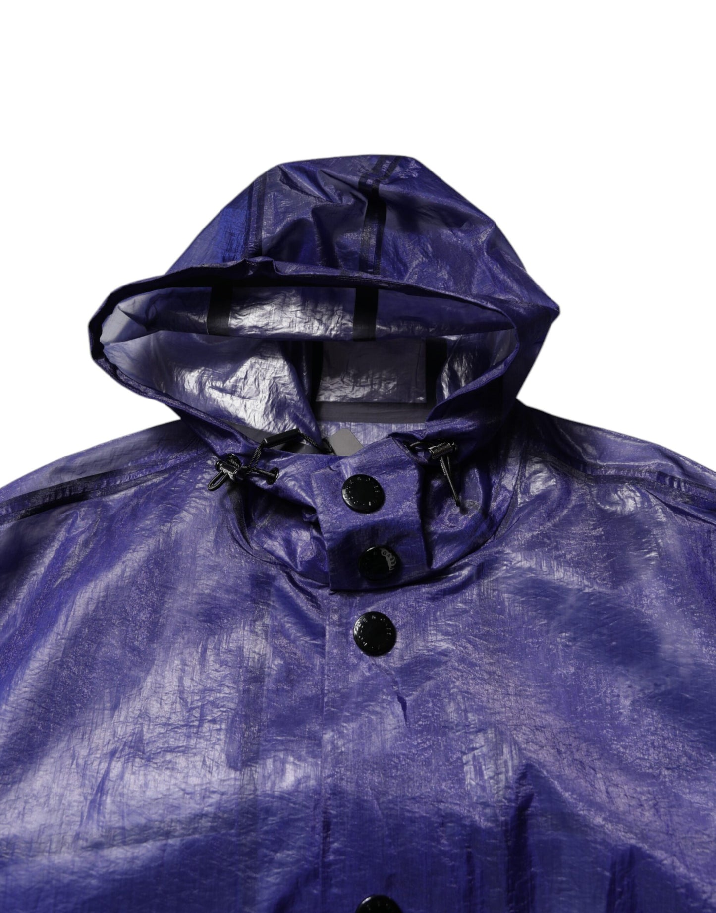 Dark Blue Cotton Hooded Men Raincoat Jacket-Dolce & Gabbana-LabelTerrace.com