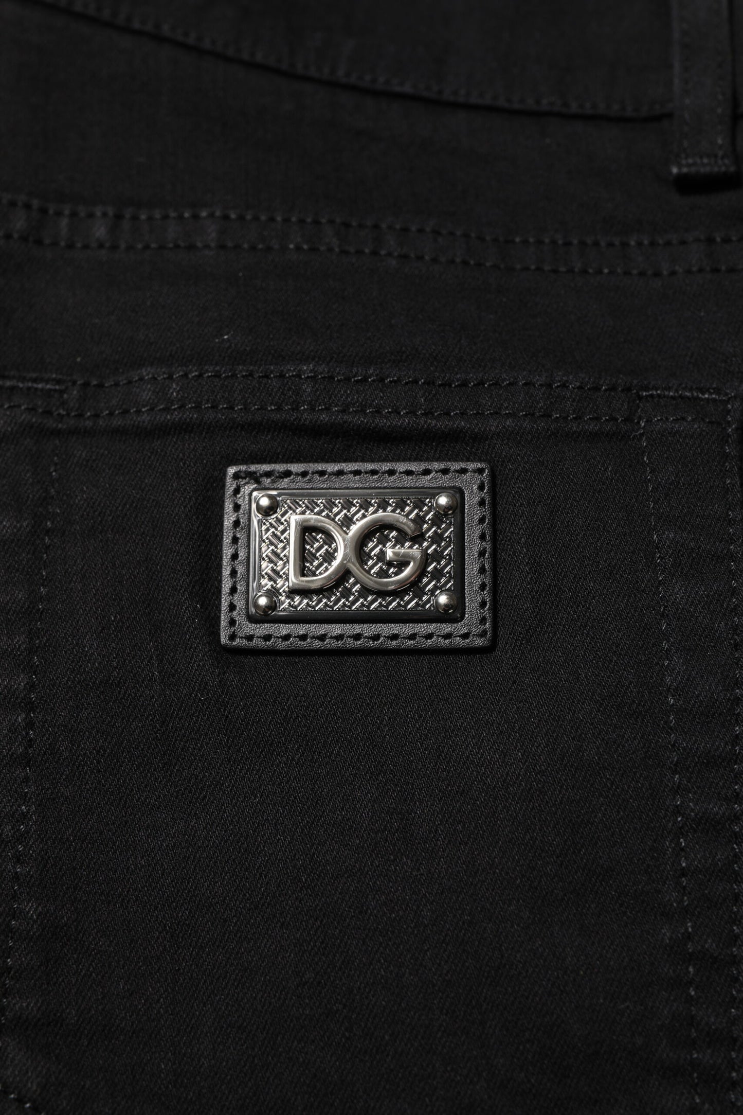 Dark Blue Cotton Logo Plaque GOLD Denim Jeans-Dolce & Gabbana-LabelTerrace.com