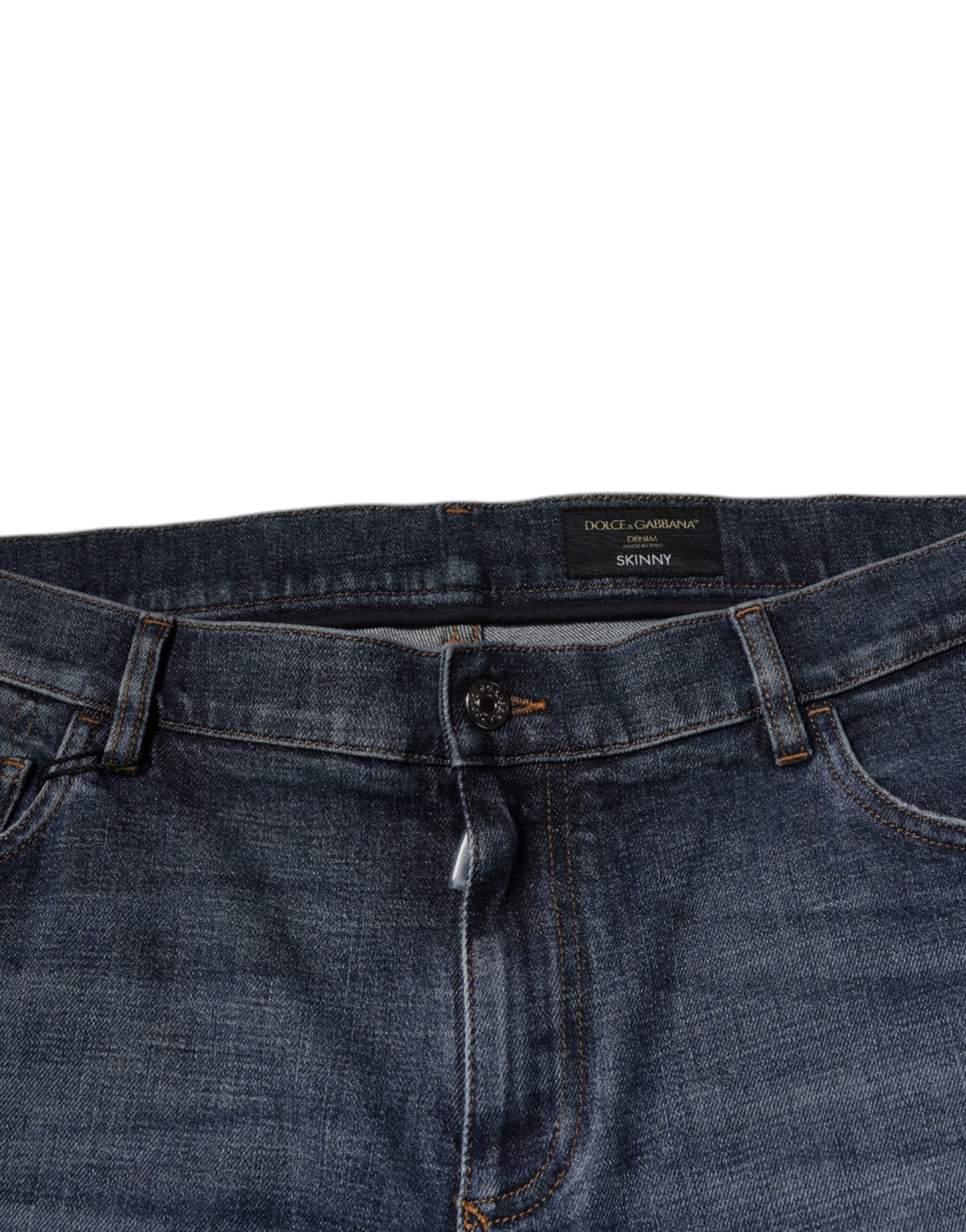Dark Blue Cotton Logo Skinny Denim Jeans-Dolce & Gabbana-LabelTerrace.com