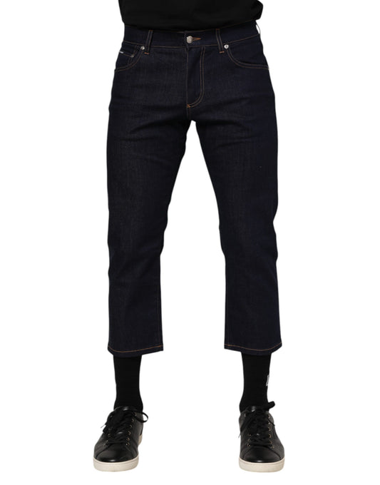 Dark Blue Cotton Logo Slim Fit Men Denim Jeans-Dolce & Gabbana-LabelTerrace.com