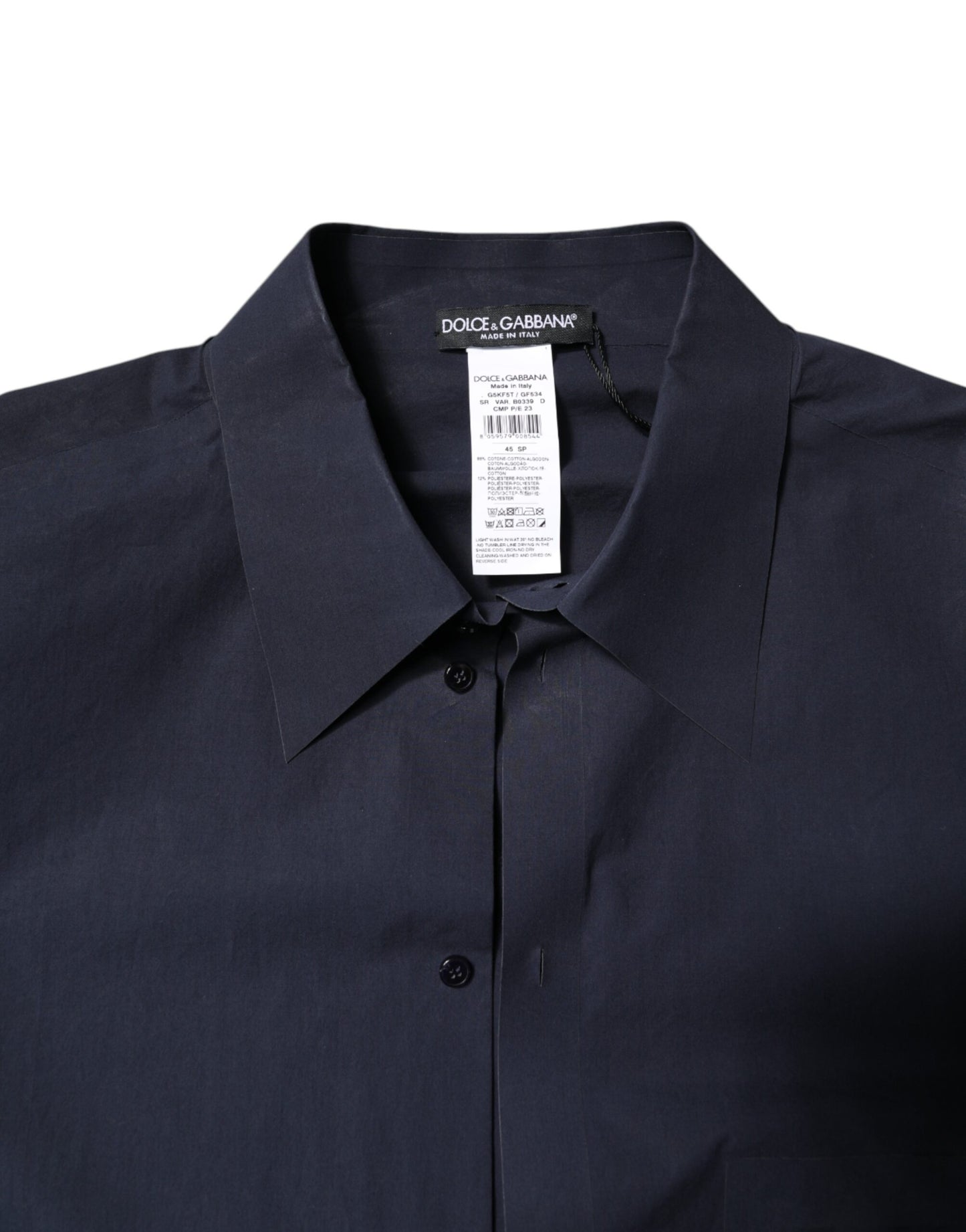 Dark Blue Cotton Long Sleeve Shirt-Dolce & Gabbana-LabelTerrace.com
