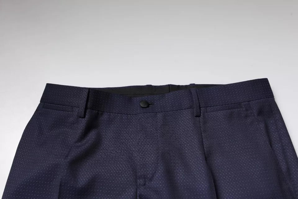 Dark Blue Cotton Men Dress Pants-Dolce & Gabbana-LabelTerrace.com