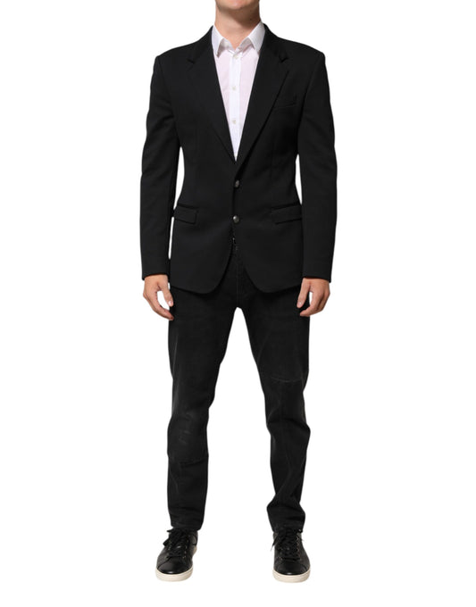 Dark Blue Cotton Men Jacket Coat Blazer Suit-Dolce & Gabbana-LabelTerrace.com