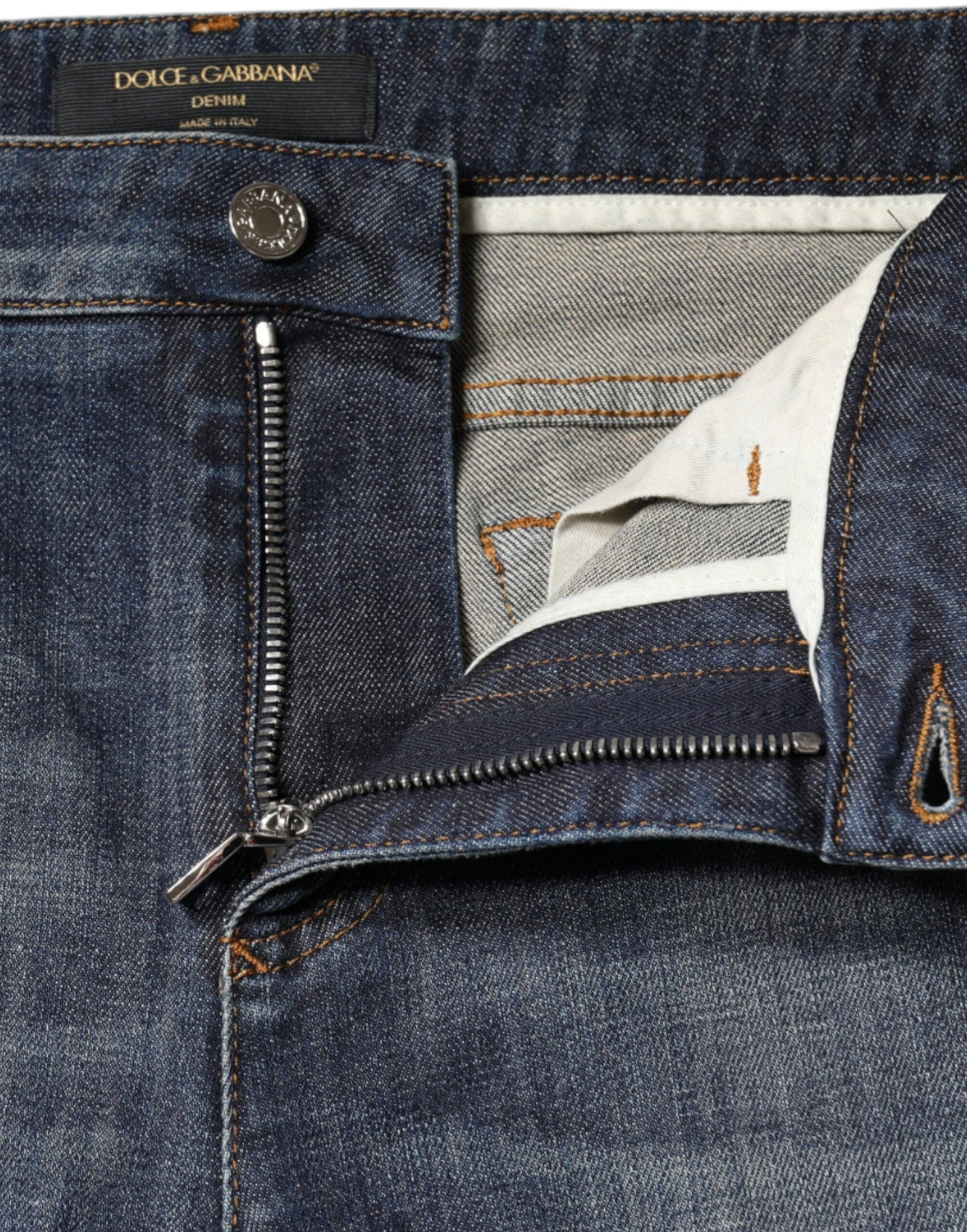 Dark Blue Cotton Stretch Skinny Denim Jeans-Dolce & Gabbana-LabelTerrace.com