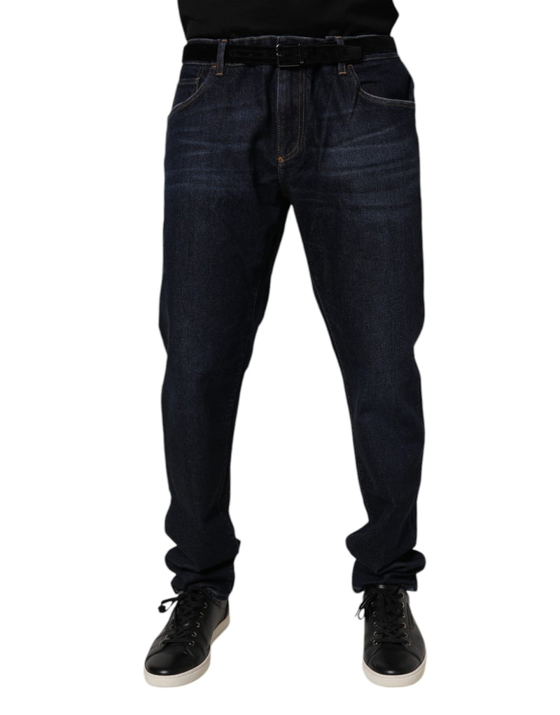 Dark Blue Cotton Stretch Skinny Denim Jeans-Dolce & Gabbana-LabelTerrace.com
