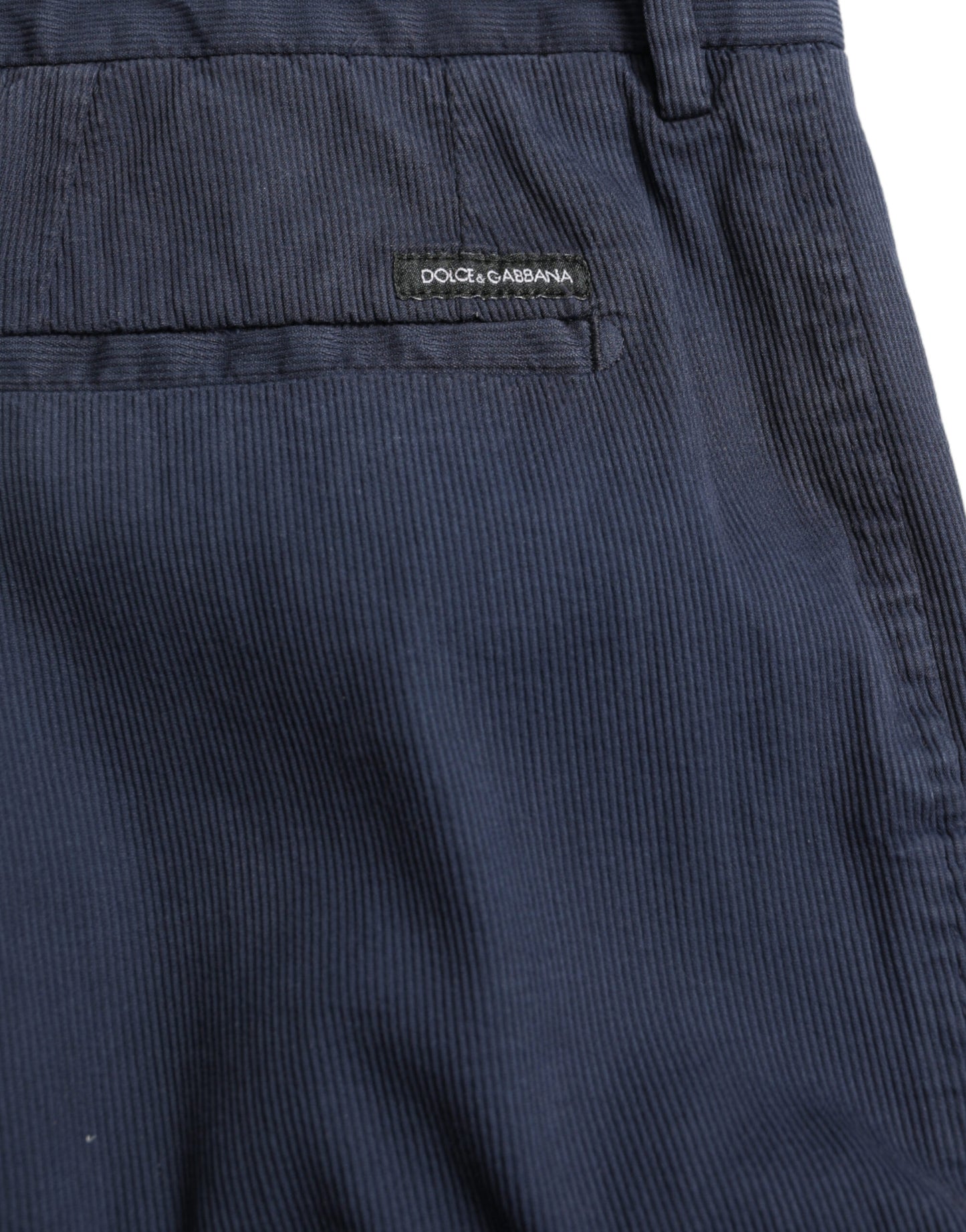 Dark Blue Cotton Stretch Slim Fit Dress Pants-Dolce & Gabbana-LabelTerrace.com
