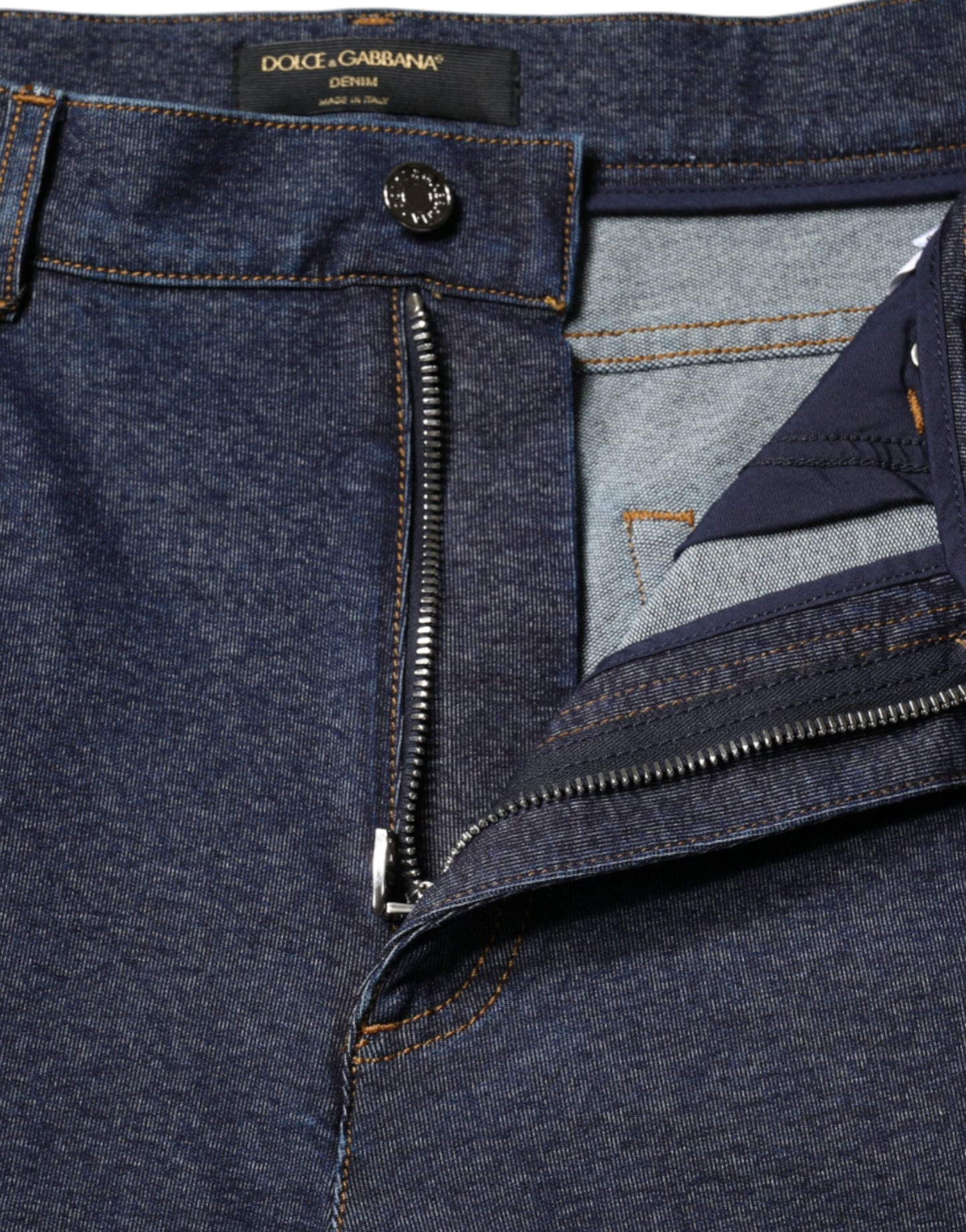 Dark Blue Cotton Stretch Straight Denim Jeans-Dolce & Gabbana-LabelTerrace.com