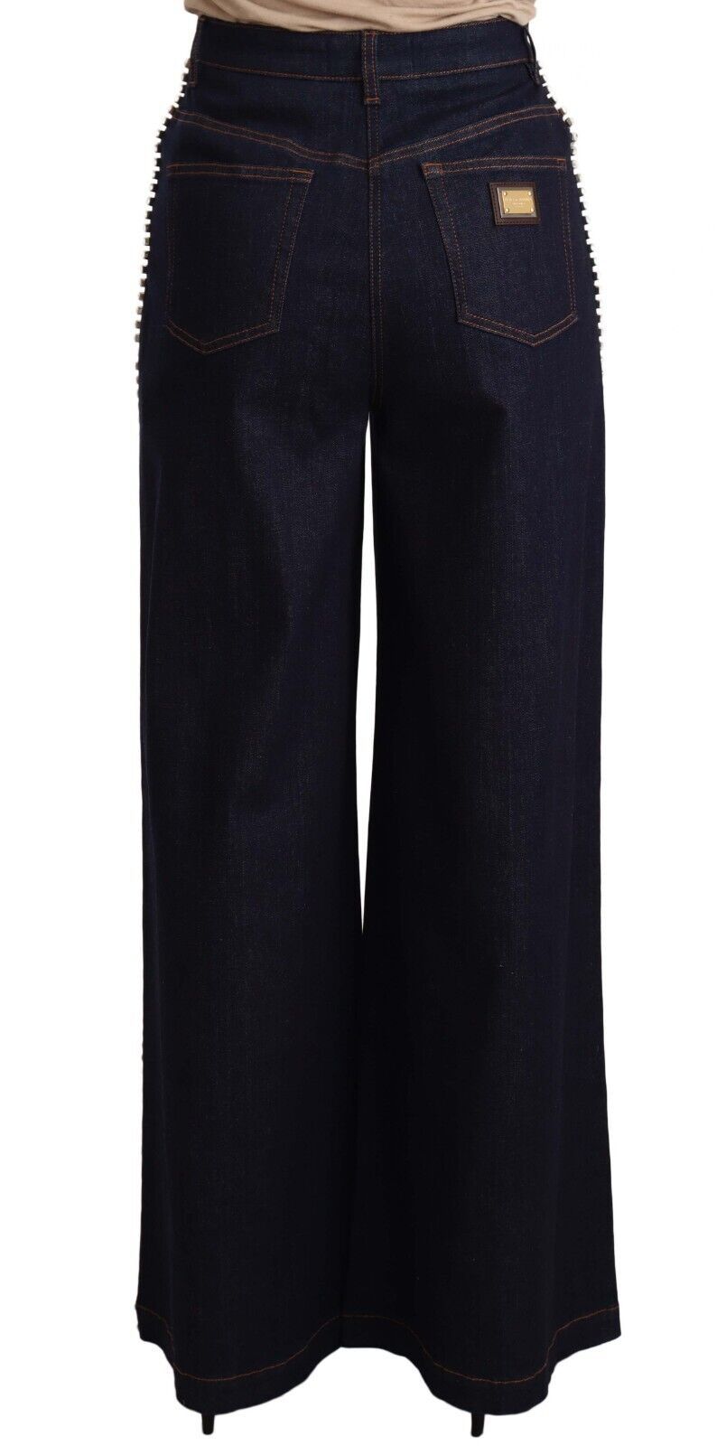 Dark Blue Crystal Embellished Flare Jeans-Dolce & Gabbana-LabelTerrace.com