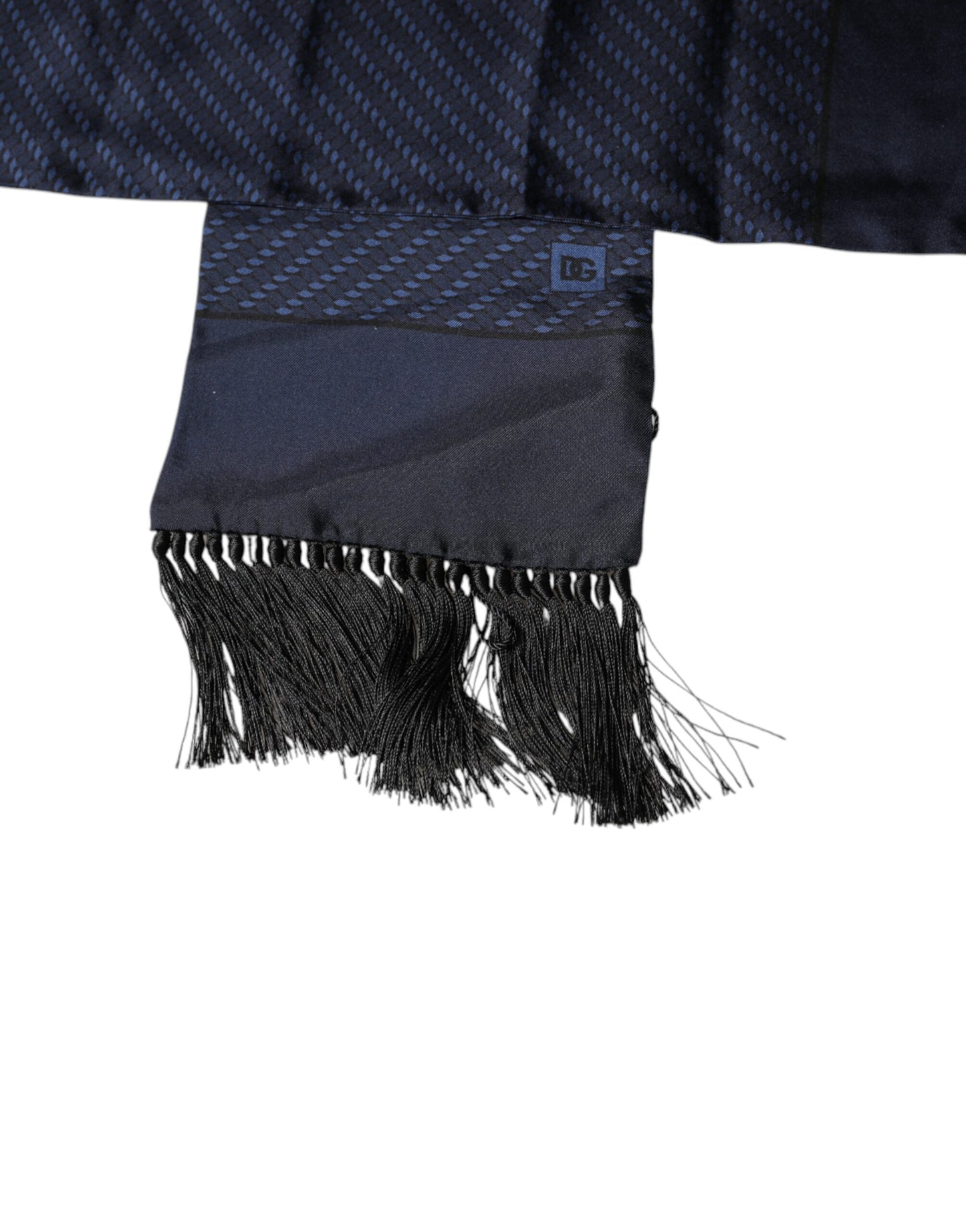 Dark Blue Fantasy Fringes Neck Wrap Scarf-Dolce & Gabbana-LabelTerrace.com