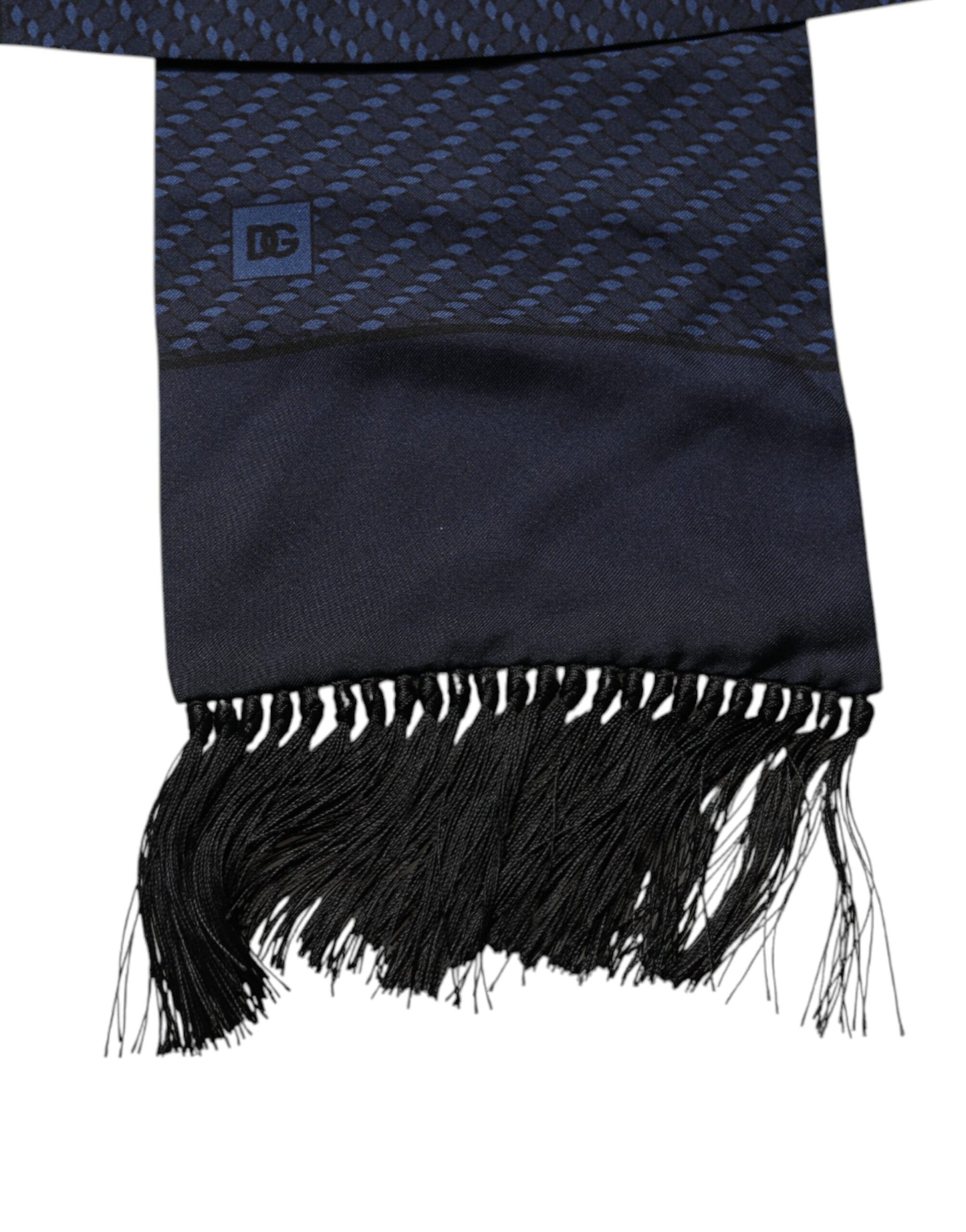 Dark Blue Fantasy Fringes Neck Wrap Scarf-Dolce & Gabbana-LabelTerrace.com