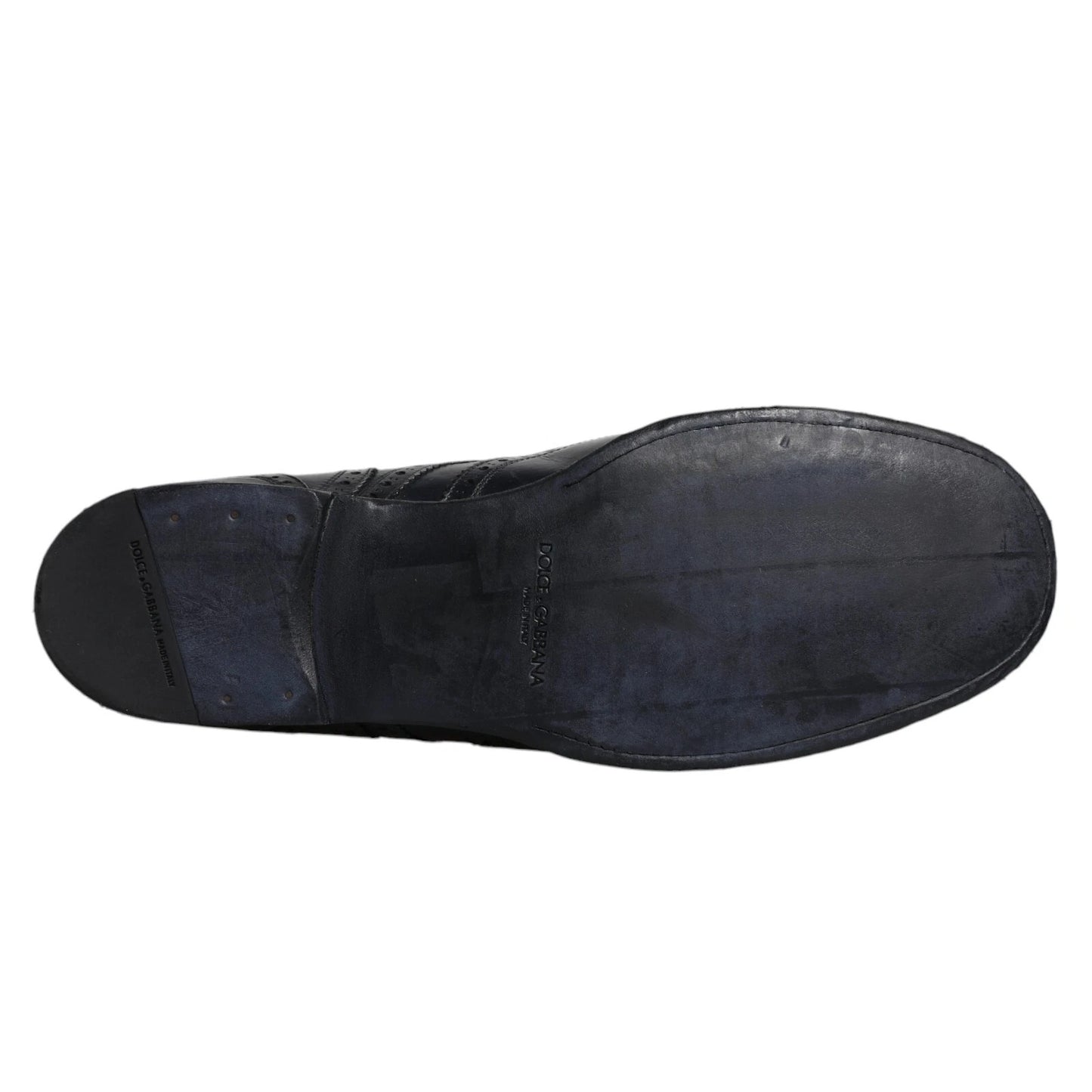 Dark Blue Leather Derby Wingtip Formal Shoes-Dolce & Gabbana-LabelTerrace.com