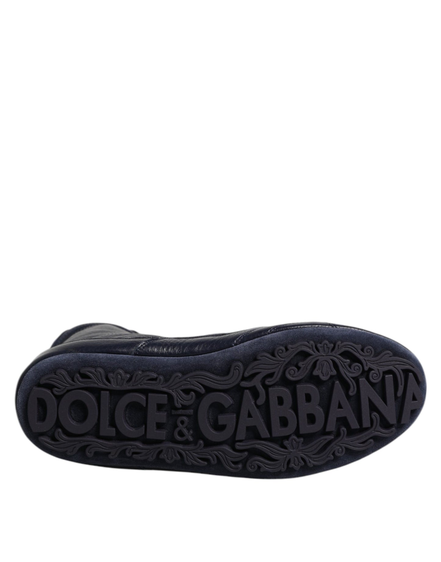 Dark Blue Leather KING High Top Sneakers Shoes-Dolce & Gabbana-LabelTerrace.com