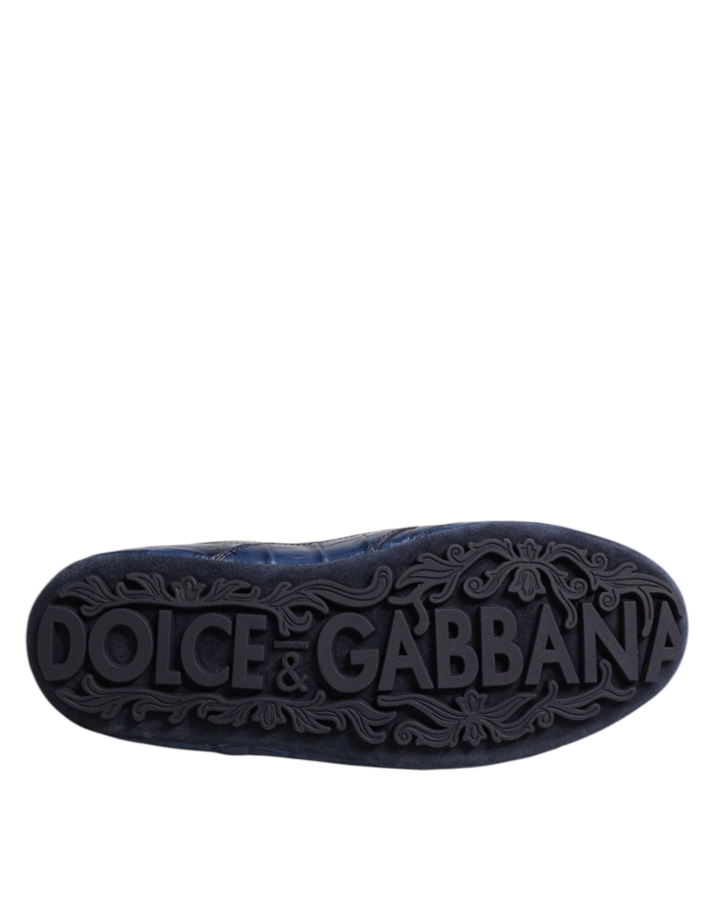 Dark Blue Leather Low Top Men Sneakers Shoes-Dolce & Gabbana-LabelTerrace.com