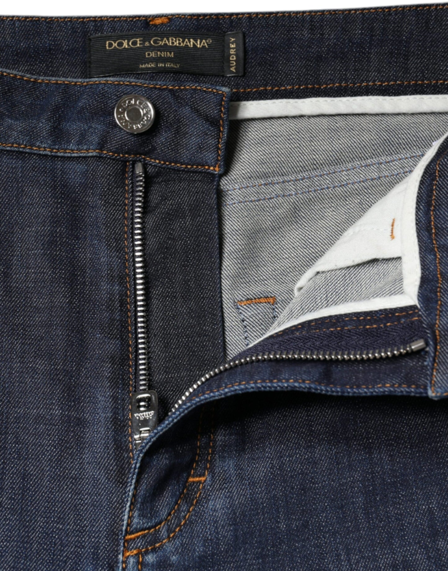 Dark Blue QUEEN Cotton Skinny Denim Jeans-Dolce & Gabbana-LabelTerrace.com