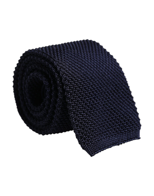 Dark Blue Silk Adjustable Necktie Tie-Dolce & Gabbana-LabelTerrace.com