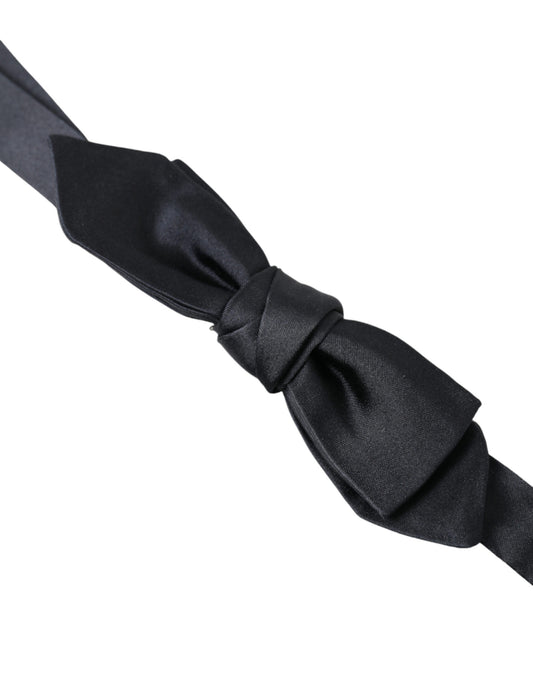 Dark Blue Silk Satin Adjustable Neck Men Papillon Bow Tie-Dolce & Gabbana-LabelTerrace.com
