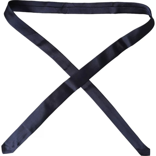 Dark Blue Silk Skinny Adjustable Tie-Dolce & Gabbana-LabelTerrace.com