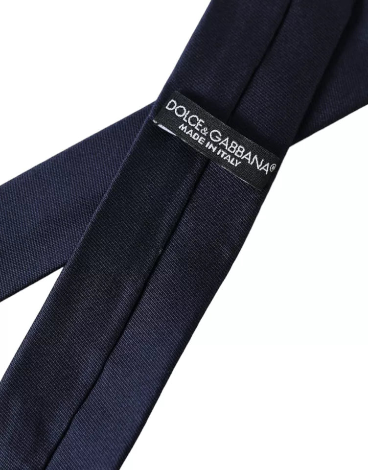 Dark Blue Silk Skinny Adjustable Tie-Dolce & Gabbana-LabelTerrace.com