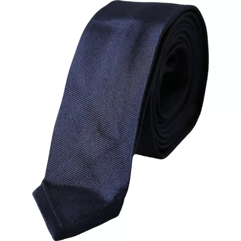 Dark Blue Silk Skinny Adjustable Tie-Dolce & Gabbana-LabelTerrace.com