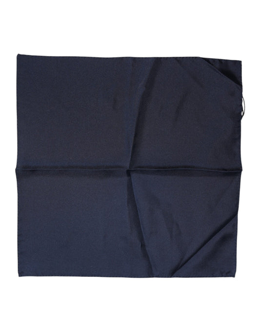 Dark Blue Silk Square Men Foulard Scarf-Dolce & Gabbana-LabelTerrace.com