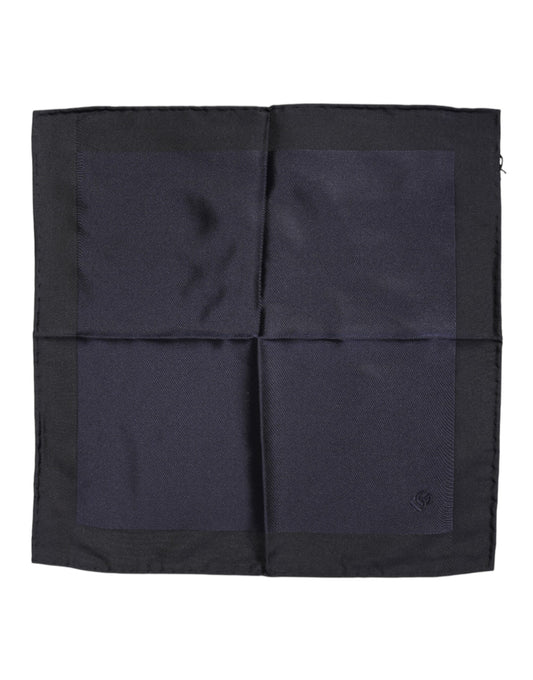 Dark Blue Silk Square Men Foulard Scarf-Dolce & Gabbana-LabelTerrace.com