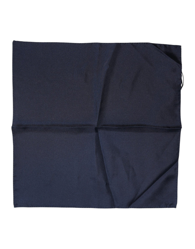 Dark Blue Silk Square Men Foulard Scarf-Dolce & Gabbana-LabelTerrace.com