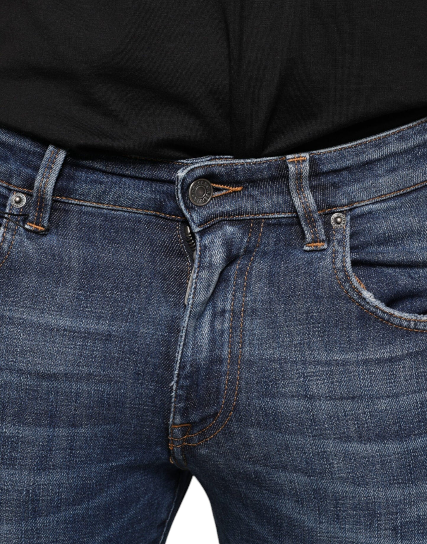 Dark Blue Washed Cotton Skinny Denim Jeans-Dolce & Gabbana-LabelTerrace.com
