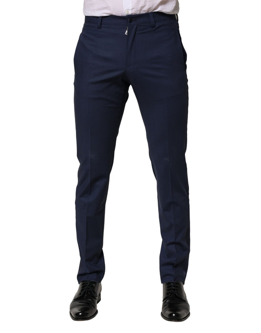 Dark Blue Wool Dress Formal Pants-Dolce & Gabbana-LabelTerrace.com