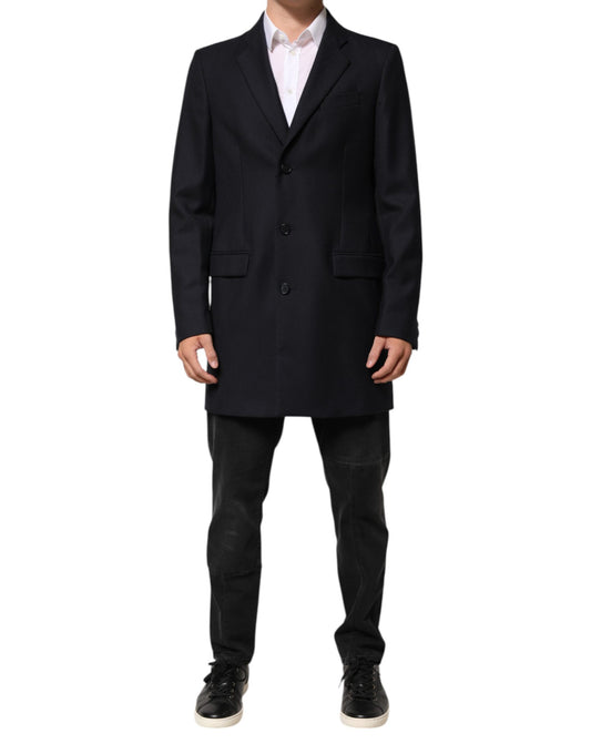 Dark Blue Wool Men Jacket Coat Blazer Suit-Dolce & Gabbana-LabelTerrace.com