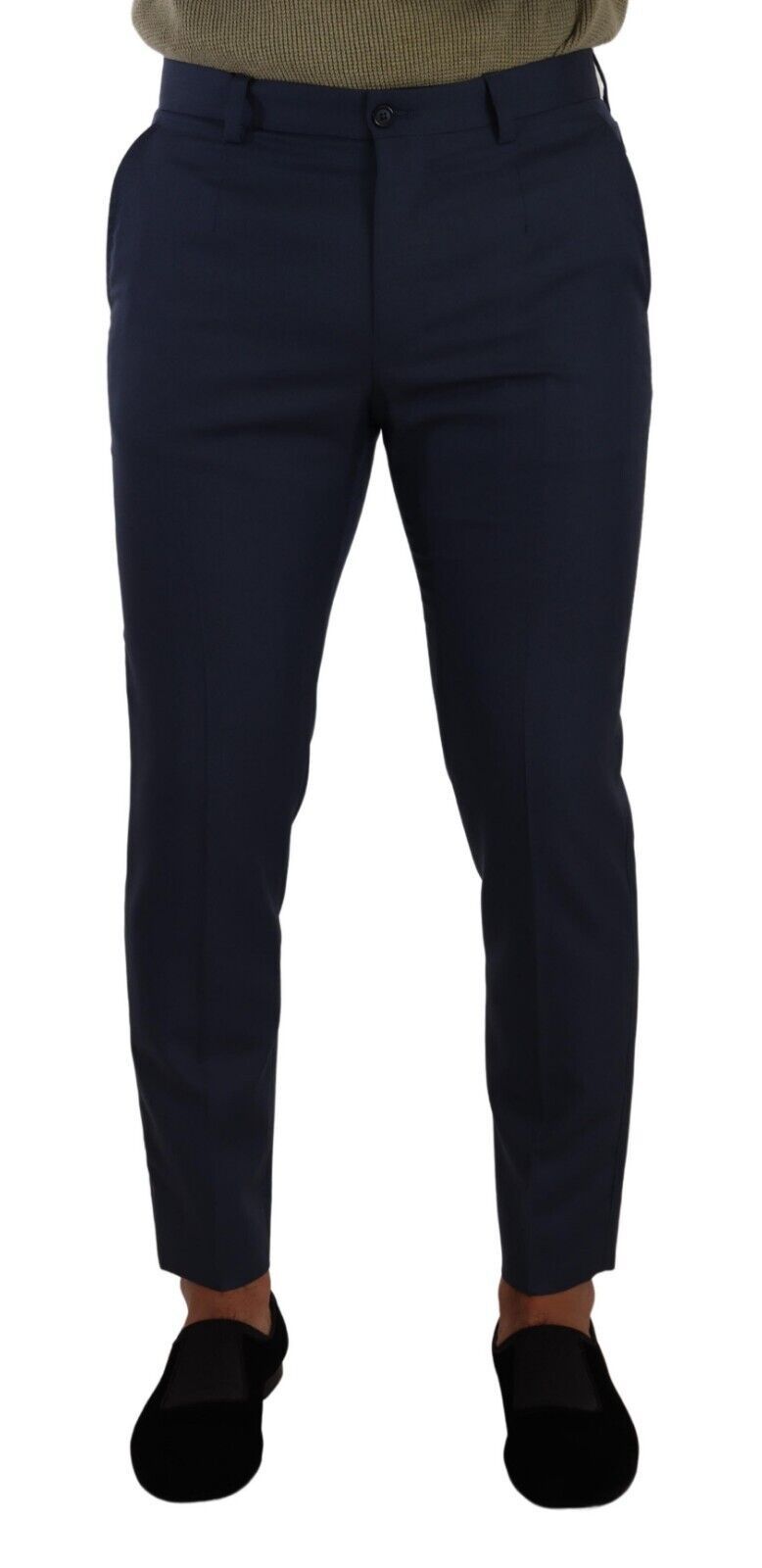 Dark Blue Wool Skinny Formal Dress Pants-Dolce & Gabbana-LabelTerrace.com