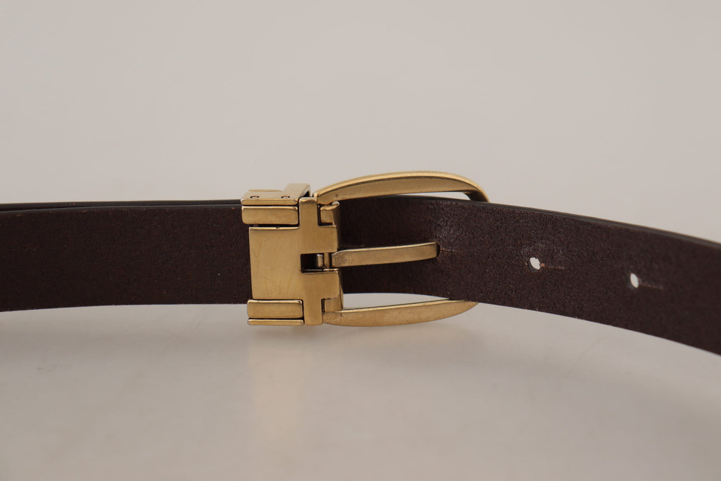 Dark Brown Calf Leather Gold Tone Metal Buckle-Dolce & Gabbana-LabelTerrace.com