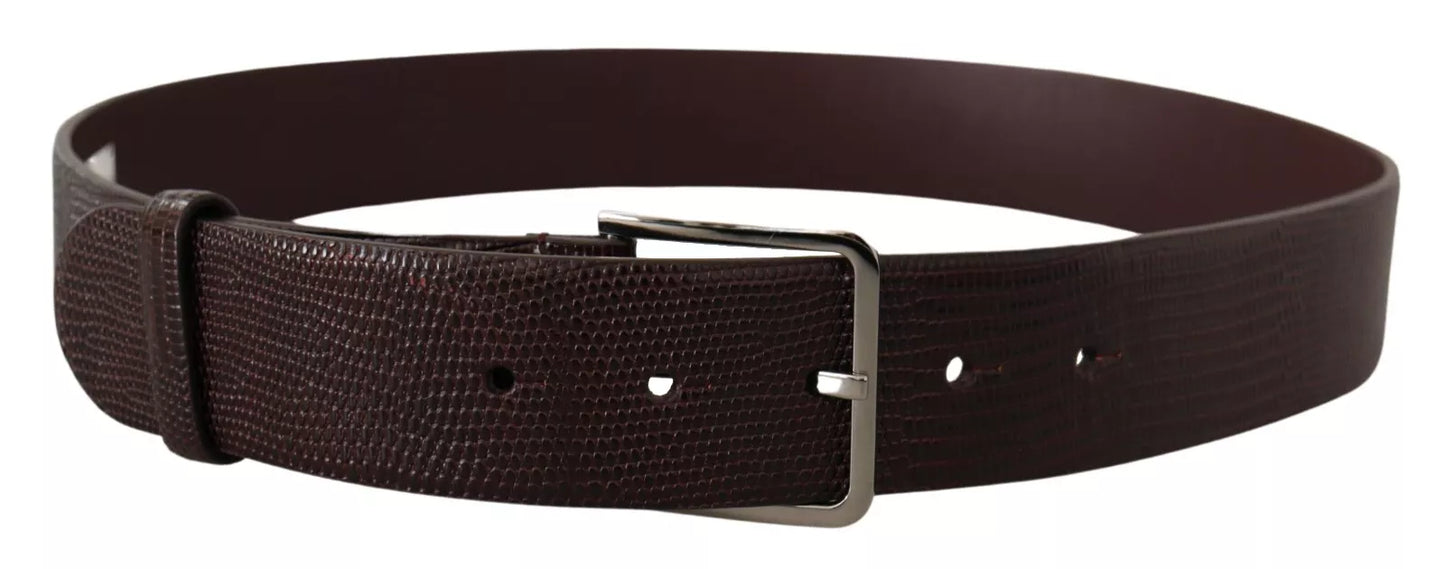 Dark Brown Calf Leather Silver Logo Metal Buckle Belt-Dolce & Gabbana-LabelTerrace.com