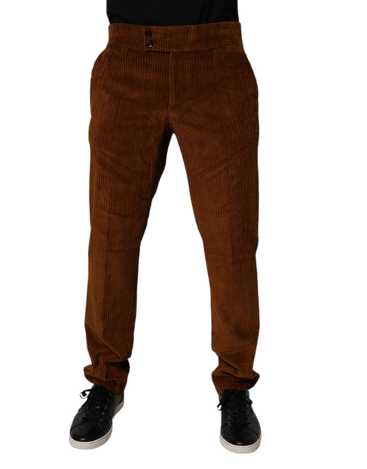 Dark Brown Corduroy Cotton Skinny Denim Jeans-Dolce & Gabbana-LabelTerrace.com