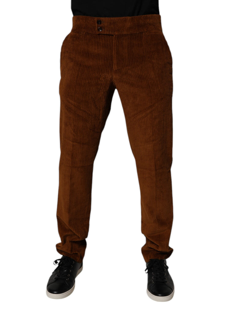 Dark Brown Corduroy Cotton Skinny Denim Jeans-Dolce & Gabbana-LabelTerrace.com