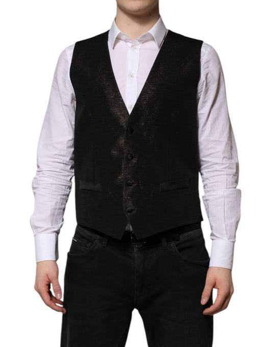 Dark Brown Dress Formal Men Waistcoat Vest-Dolce & Gabbana-LabelTerrace.com