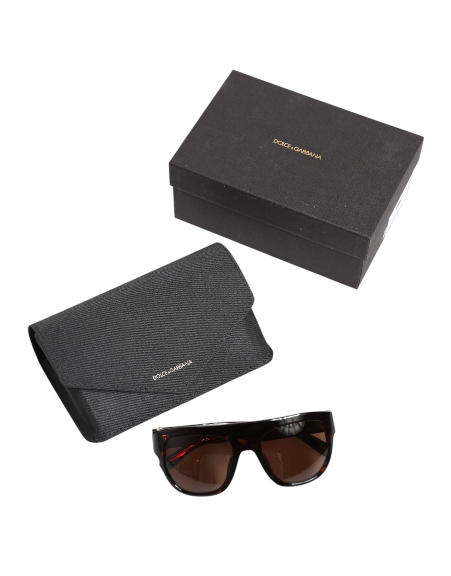 Dark Brown Havana DG4398F Square Frame Eyewear Sunglasses-Dolce & Gabbana-LabelTerrace.com