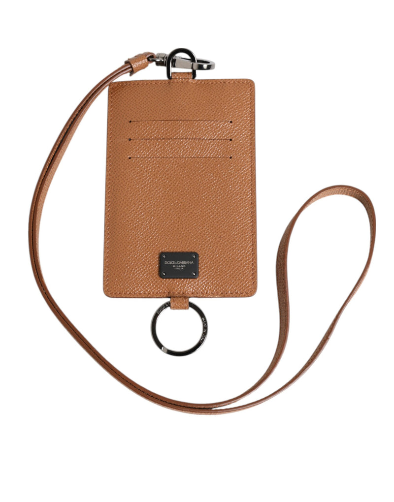 Dark Brown Leather Lanyard Logo Card Holder Men Wallet-Dolce & Gabbana-LabelTerrace.com