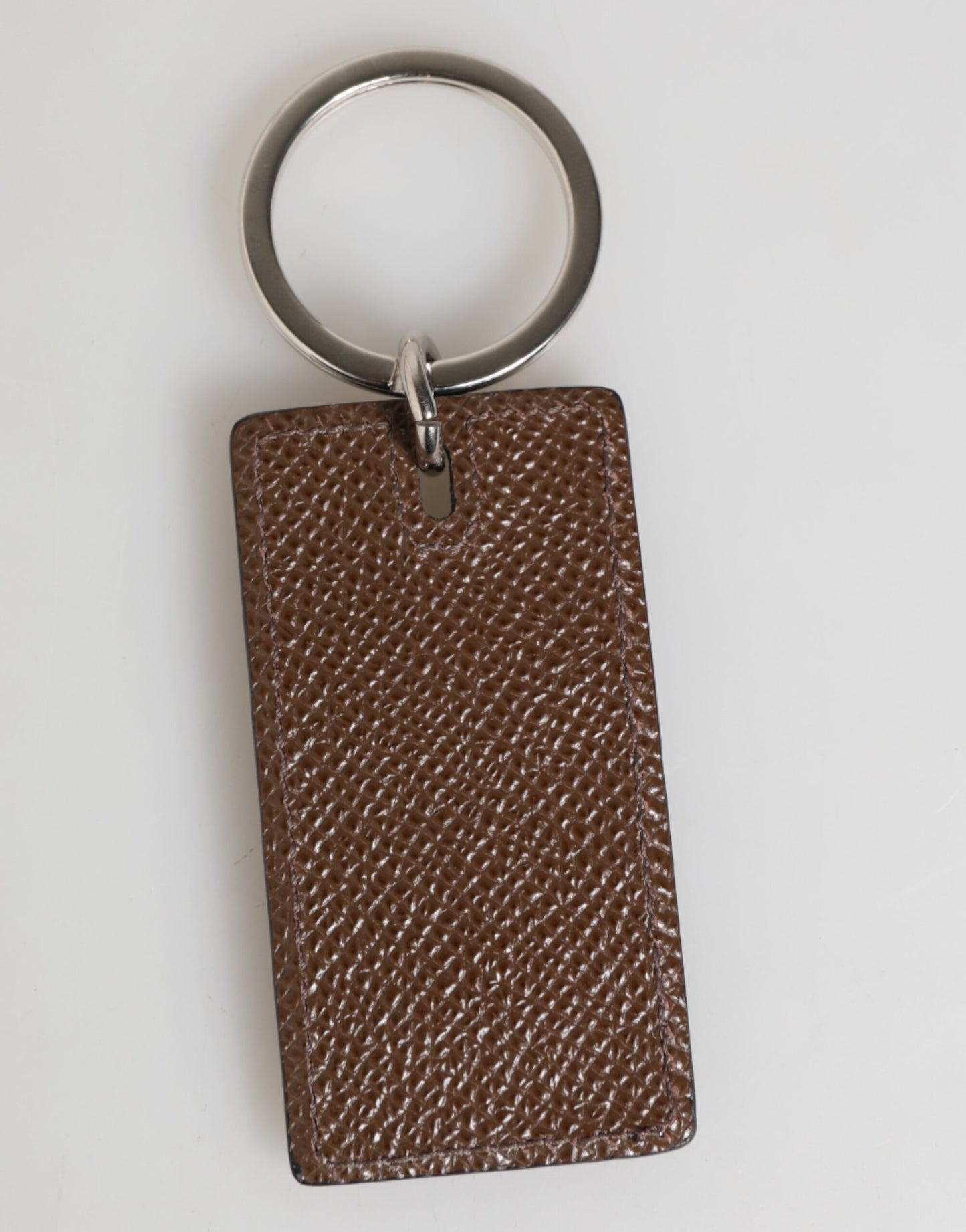 Dark Brown Leather Logo Metal Ring Keychain Holder Keyring-Dolce & Gabbana-LabelTerrace.com