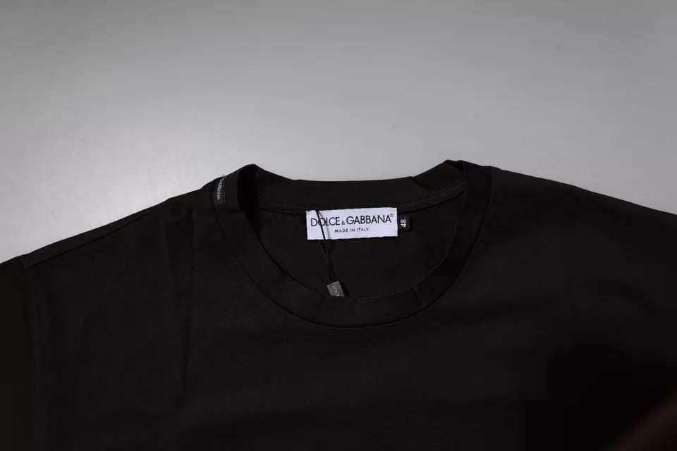 Dark Brown Logo Cotton Crew Neck T-shirt-Dolce & Gabbana-LabelTerrace.com