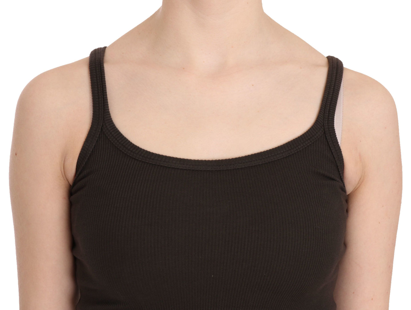 Dark Brown Sleeveless Spaghetti Strap Blouse-PINK MEMORIES-LabelTerrace.com