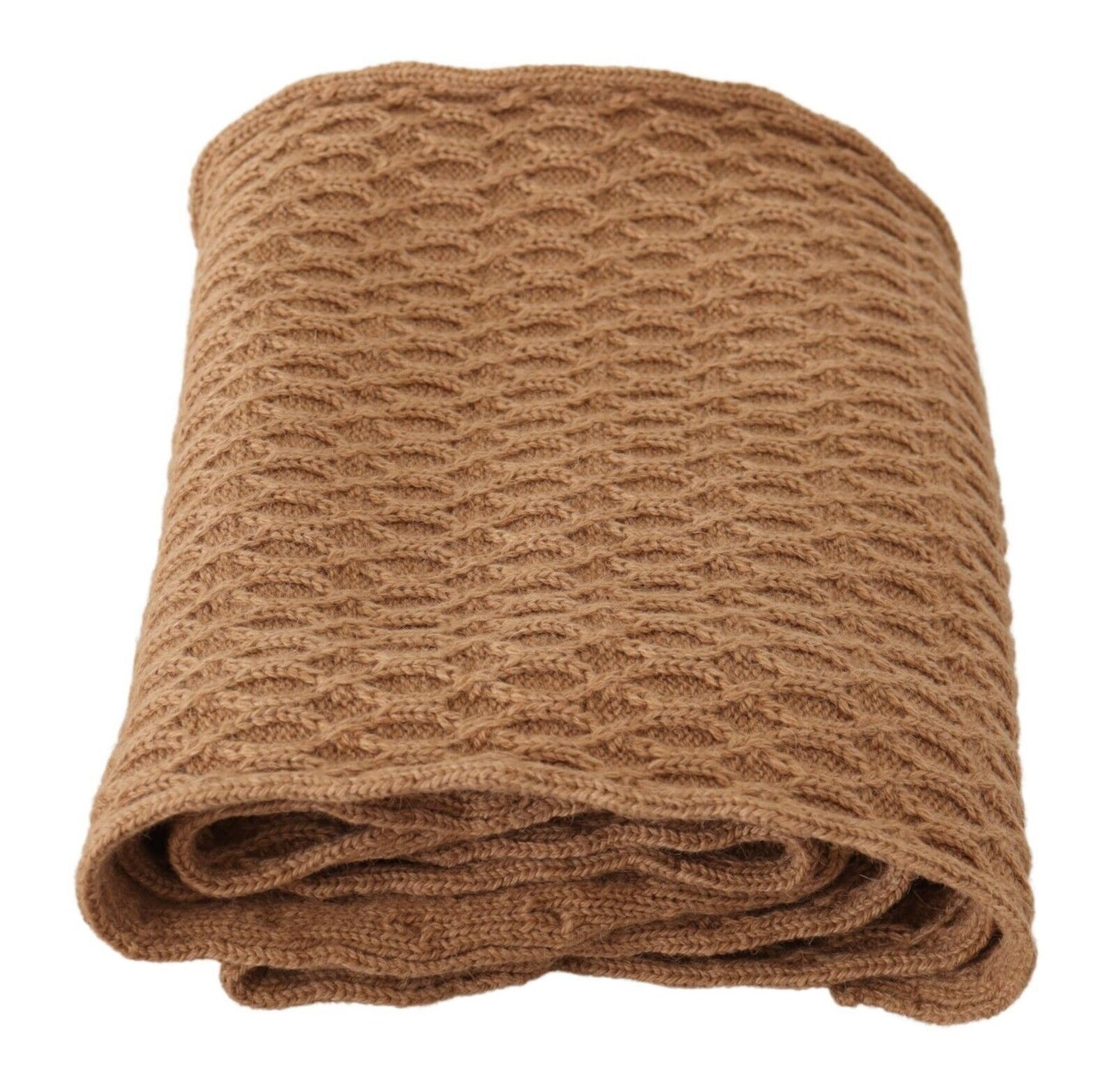Dark Brown Wrap Shawl Knitted Camel Scarf-Dolce & Gabbana-LabelTerrace.com