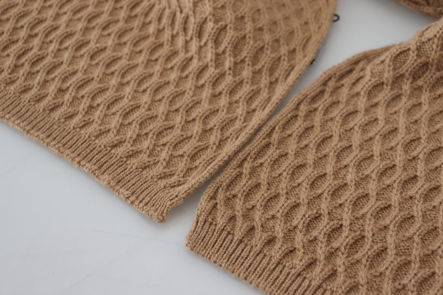 Dark Brown Wrap Shawl Knitted Camel Scarf-Dolce & Gabbana-LabelTerrace.com